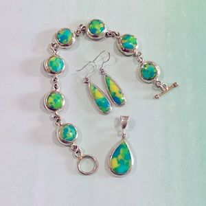 .925 Silver Turquoise Jewelry Set